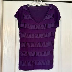 The Limited Purple Ruffle Stripe V-neck Top Size Medium